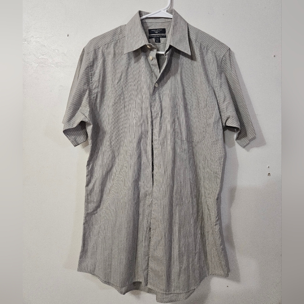 Mens dockers gray and white striped button down shirt!